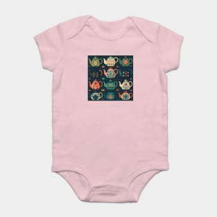 Ornate Teapot Pattern Baby Bodysuit